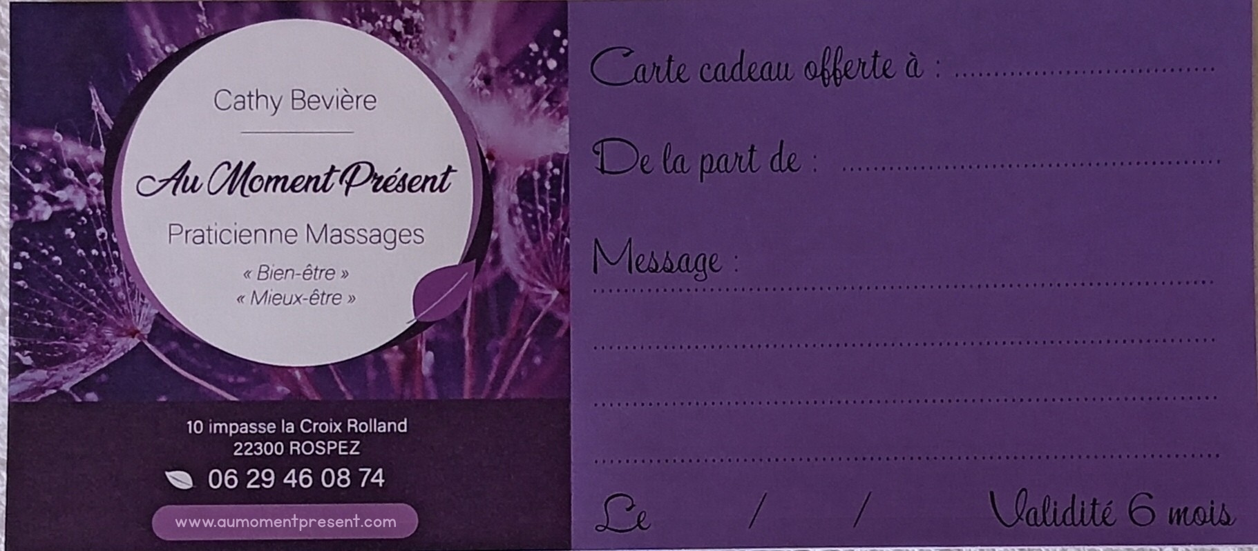 Carte cadeau Au Moment Présent