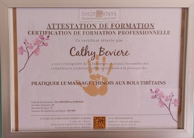 Certification massage chinois aux bols tibétains Cathy Bevière Au Moment Présent