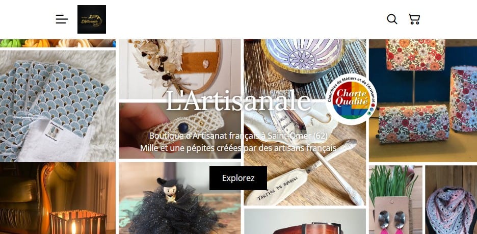 Page d’accueil de la boutique L’Artisanale à Saint-Omer – créations artisanales françaises variées